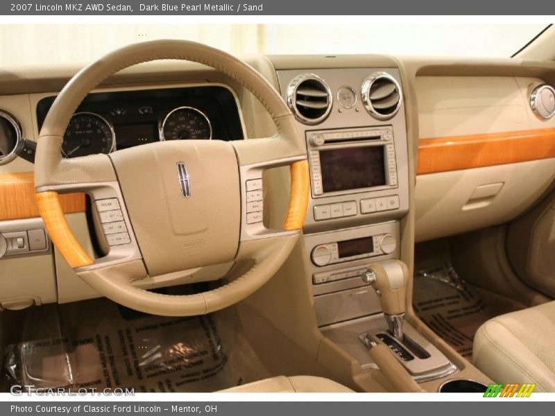 Dark Blue Pearl Metallic / Sand 2007 Lincoln MKZ AWD Sedan