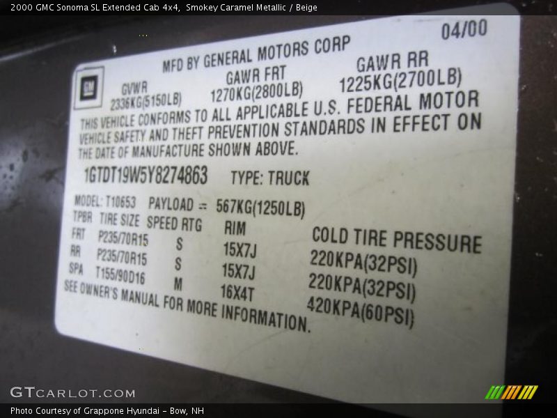 Smokey Caramel Metallic / Beige 2000 GMC Sonoma SL Extended Cab 4x4