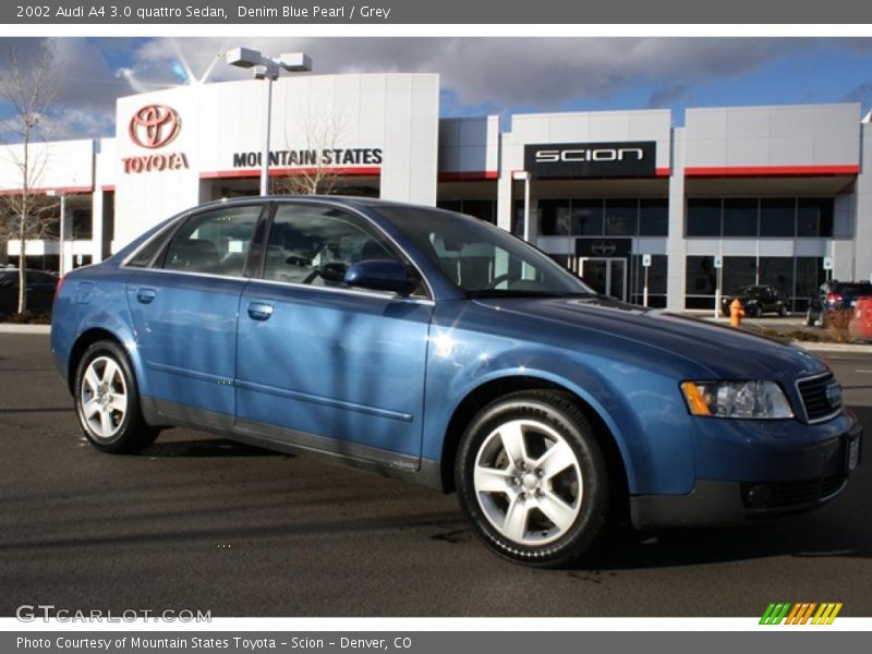 Denim Blue Pearl / Grey 2002 Audi A4 3.0 quattro Sedan