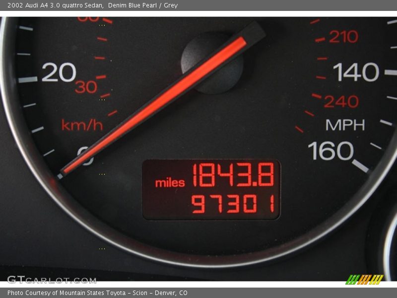 Denim Blue Pearl / Grey 2002 Audi A4 3.0 quattro Sedan