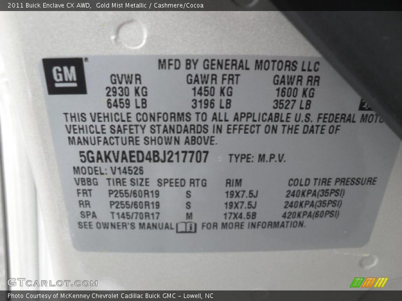 Gold Mist Metallic / Cashmere/Cocoa 2011 Buick Enclave CX AWD