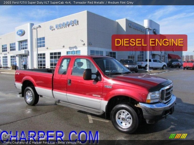 Toreador Red Metallic / Medium Flint Grey 2003 Ford F250 Super Duty XLT SuperCab 4x4