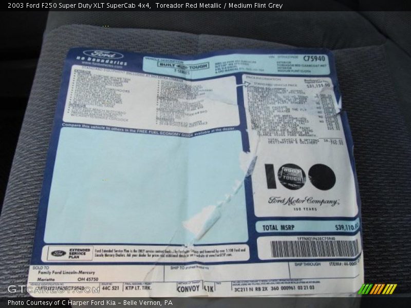  2003 F250 Super Duty XLT SuperCab 4x4 Window Sticker