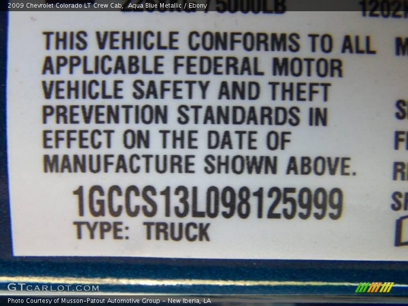 Aqua Blue Metallic / Ebony 2009 Chevrolet Colorado LT Crew Cab