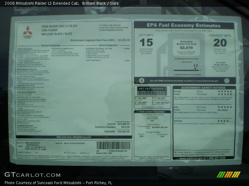Brilliant Black / Slate 2008 Mitsubishi Raider LS Extended Cab