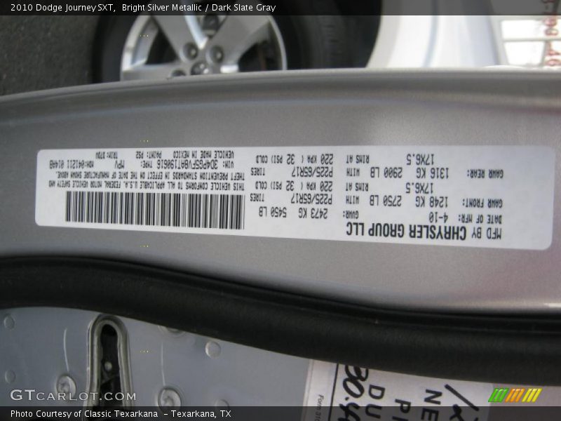 Bright Silver Metallic / Dark Slate Gray 2010 Dodge Journey SXT