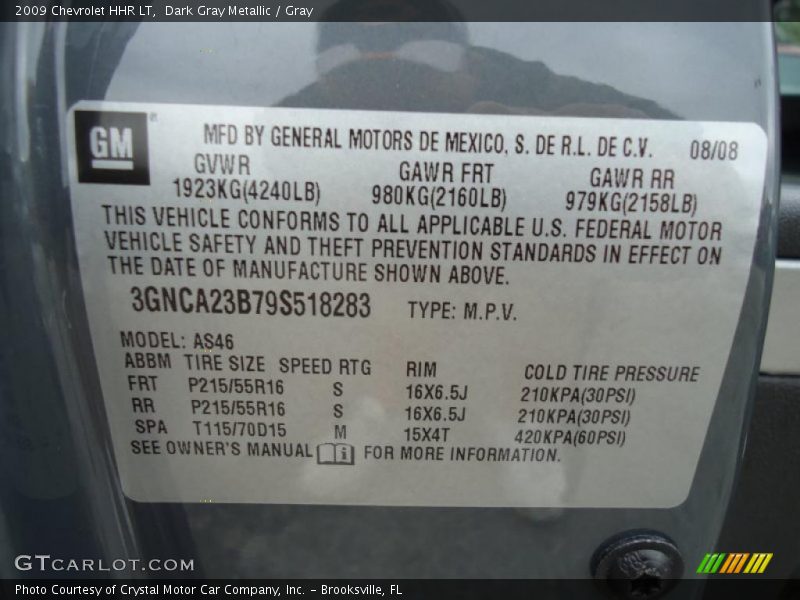 Dark Gray Metallic / Gray 2009 Chevrolet HHR LT