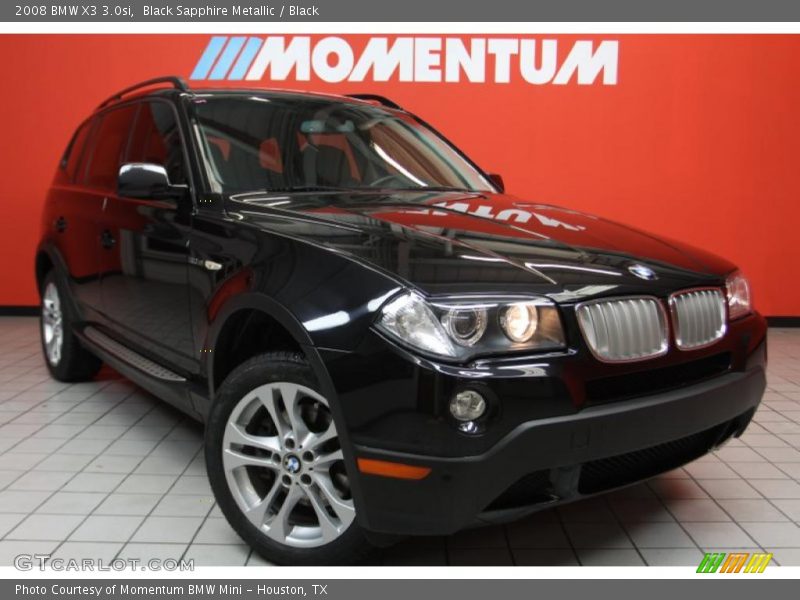 Black Sapphire Metallic / Black 2008 BMW X3 3.0si