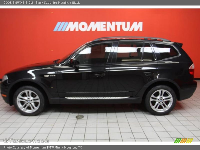 Black Sapphire Metallic / Black 2008 BMW X3 3.0si