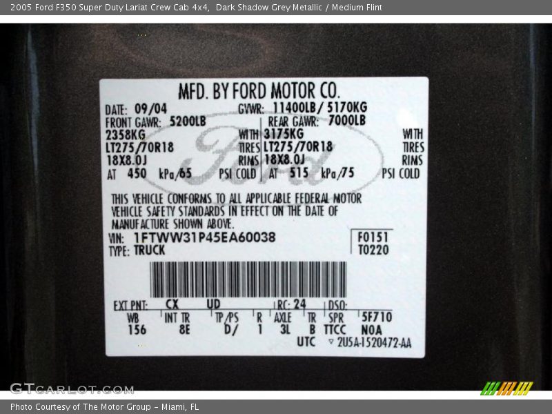 Dark Shadow Grey Metallic / Medium Flint 2005 Ford F350 Super Duty Lariat Crew Cab 4x4