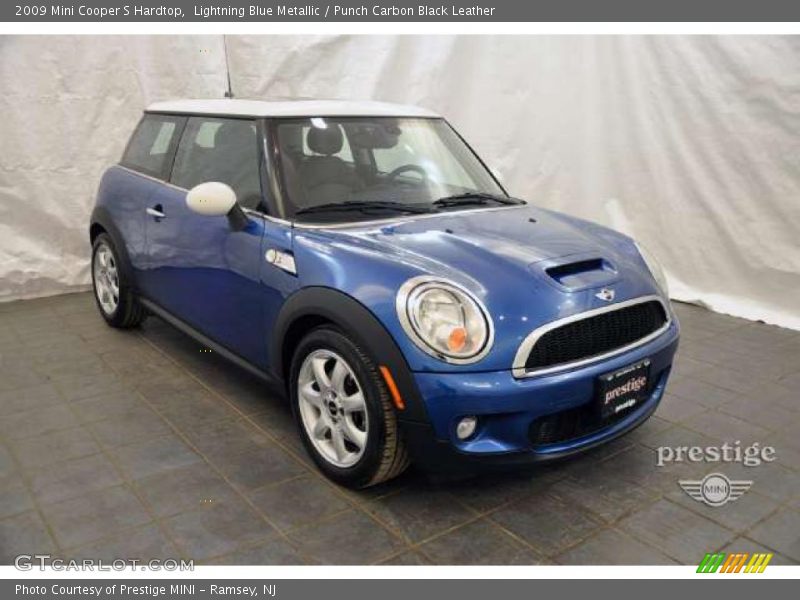 Lightning Blue Metallic / Punch Carbon Black Leather 2009 Mini Cooper S Hardtop
