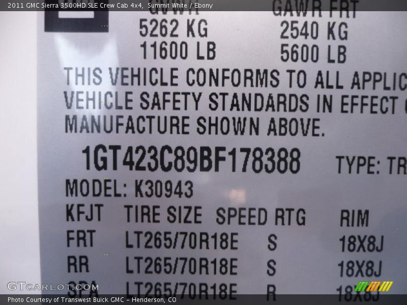 Summit White / Ebony 2011 GMC Sierra 3500HD SLE Crew Cab 4x4