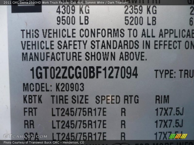 Summit White / Dark Titanium 2011 GMC Sierra 2500HD Work Truck Regular Cab 4x4