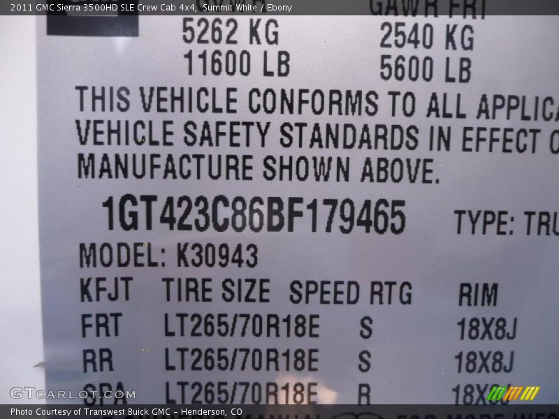 Summit White / Ebony 2011 GMC Sierra 3500HD SLE Crew Cab 4x4