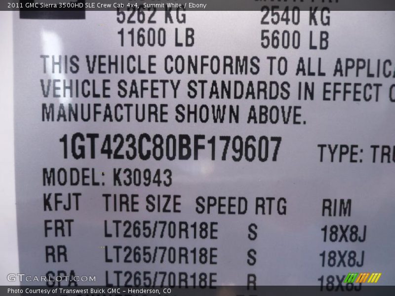 Summit White / Ebony 2011 GMC Sierra 3500HD SLE Crew Cab 4x4