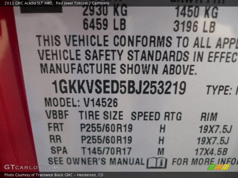 Red Jewel Tintcoat / Cashmere 2011 GMC Acadia SLT AWD