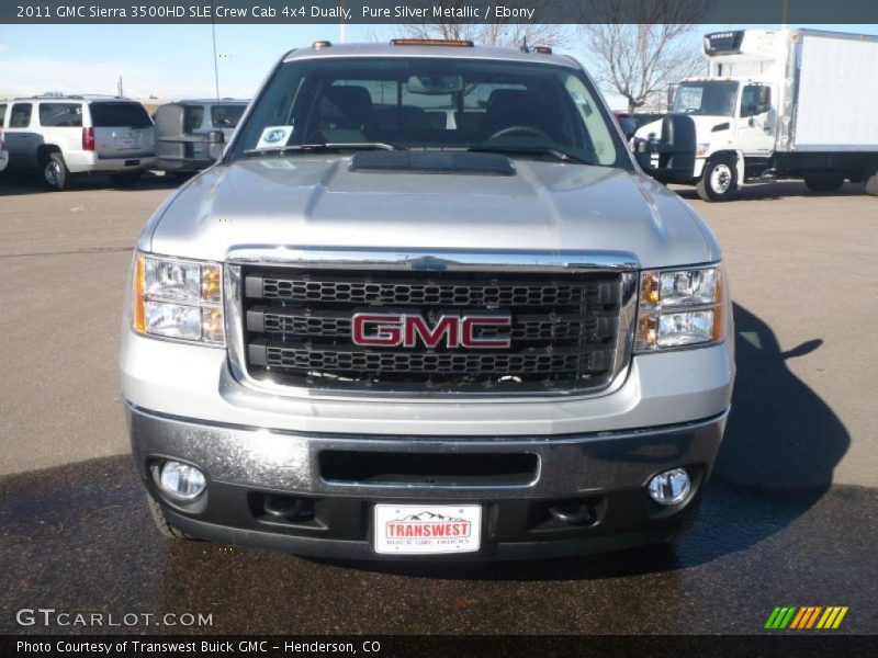 Pure Silver Metallic / Ebony 2011 GMC Sierra 3500HD SLE Crew Cab 4x4 Dually