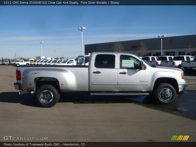 Pure Silver Metallic / Ebony 2011 GMC Sierra 3500HD SLE Crew Cab 4x4 Dually