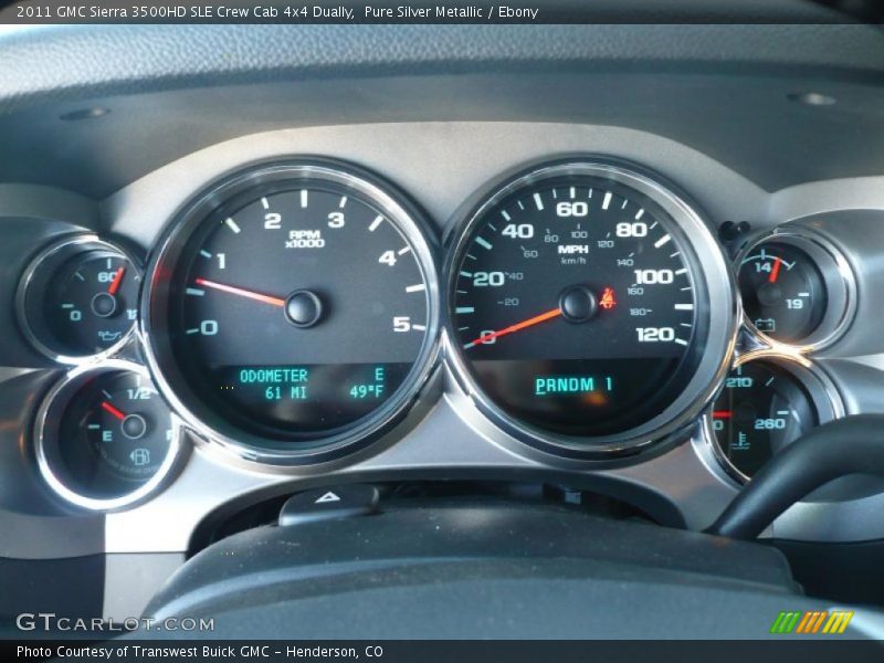 Pure Silver Metallic / Ebony 2011 GMC Sierra 3500HD SLE Crew Cab 4x4 Dually