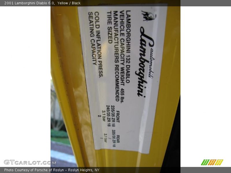 Info Tag of 2001 Diablo 6.0