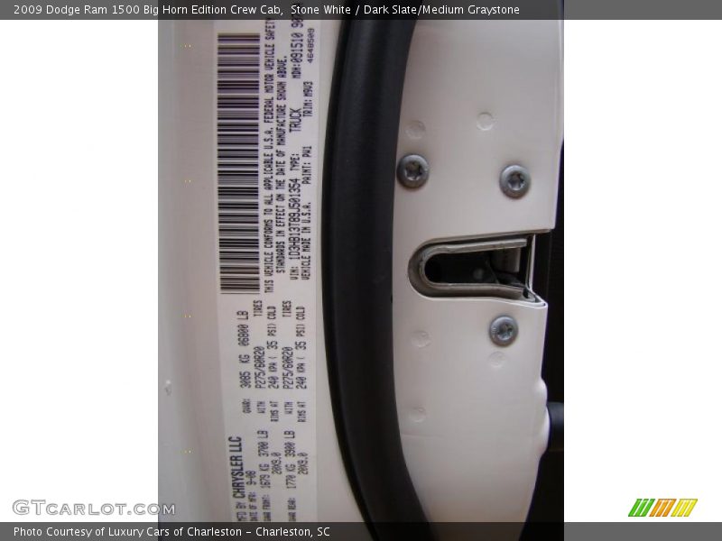 Stone White / Dark Slate/Medium Graystone 2009 Dodge Ram 1500 Big Horn Edition Crew Cab