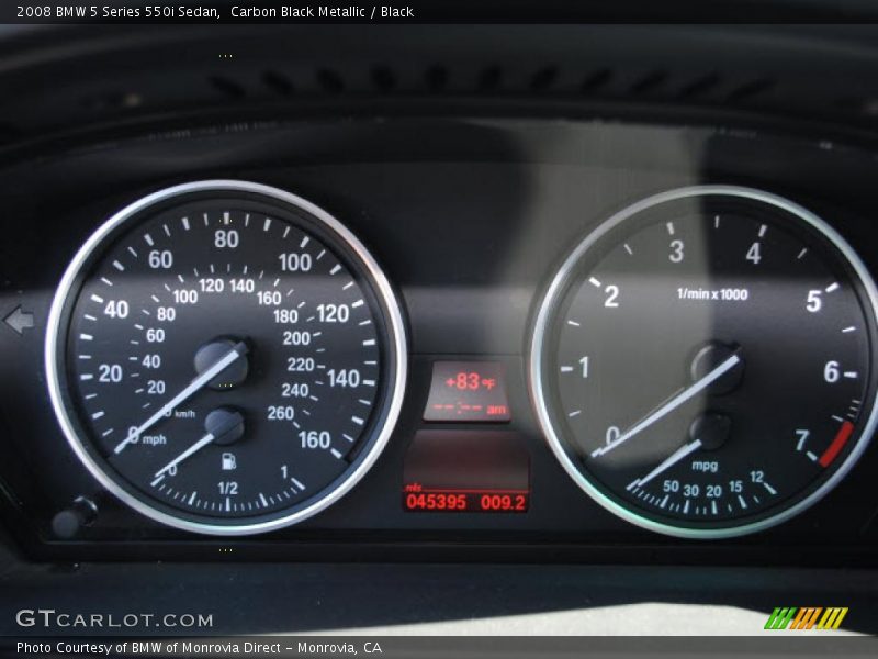 Carbon Black Metallic / Black 2008 BMW 5 Series 550i Sedan