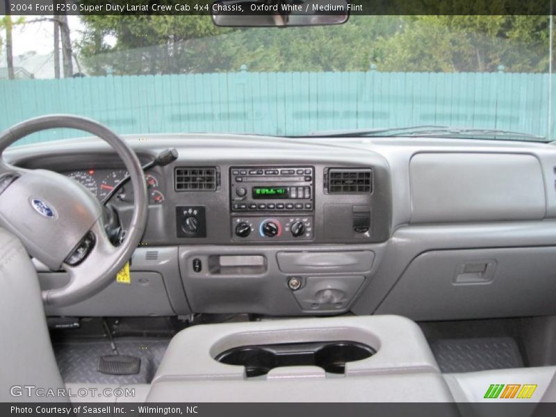 Oxford White / Medium Flint 2004 Ford F250 Super Duty Lariat Crew Cab 4x4 Chassis