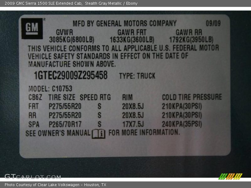 Stealth Gray Metallic / Ebony 2009 GMC Sierra 1500 SLE Extended Cab