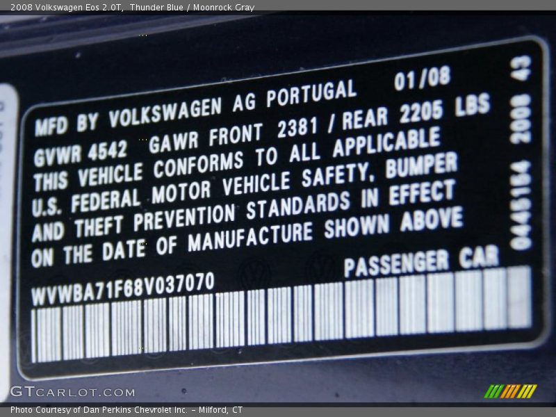 Thunder Blue / Moonrock Gray 2008 Volkswagen Eos 2.0T