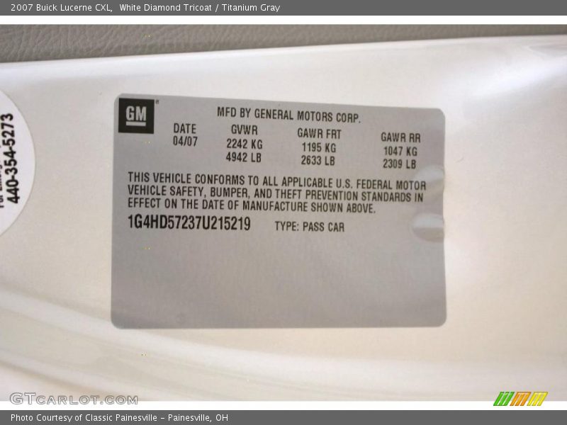 White Diamond Tricoat / Titanium Gray 2007 Buick Lucerne CXL
