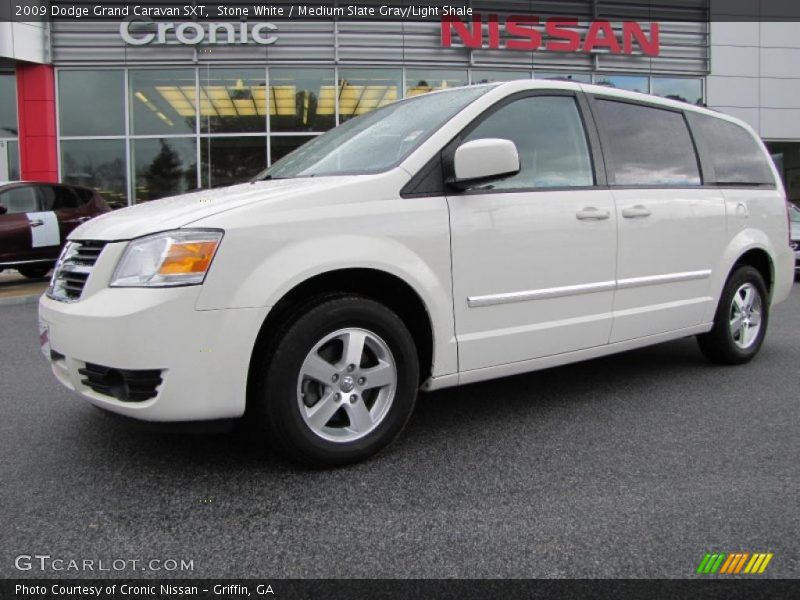 Stone White / Medium Slate Gray/Light Shale 2009 Dodge Grand Caravan SXT