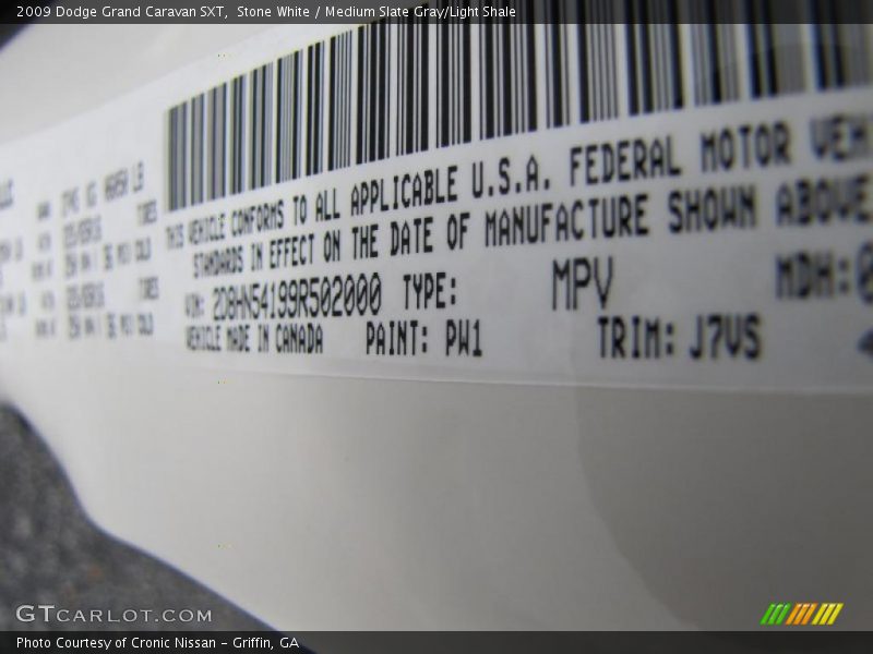 Stone White / Medium Slate Gray/Light Shale 2009 Dodge Grand Caravan SXT