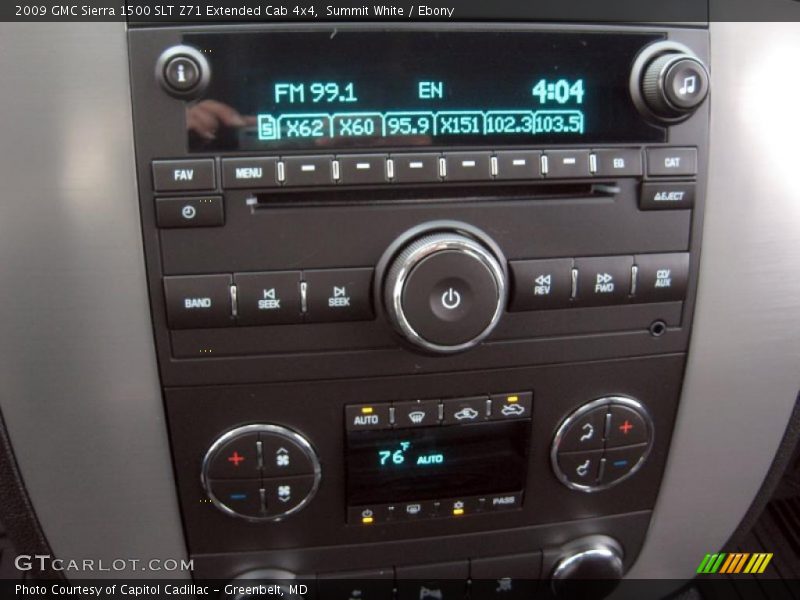 Controls of 2009 Sierra 1500 SLT Z71 Extended Cab 4x4