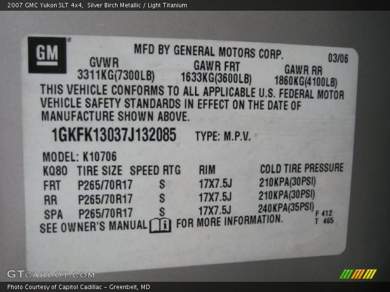 Silver Birch Metallic / Light Titanium 2007 GMC Yukon SLT 4x4