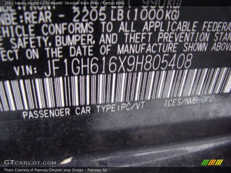 Obsidian Black Pearl / Carbon Black 2009 Subaru Impreza 2.5i Wagon