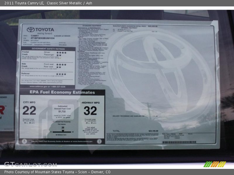 Classic Silver Metallic / Ash 2011 Toyota Camry LE