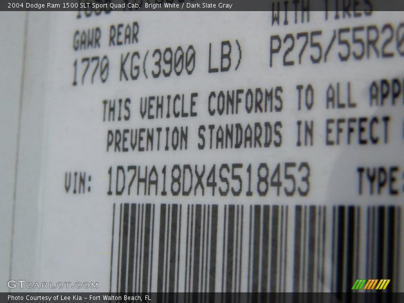 Bright White / Dark Slate Gray 2004 Dodge Ram 1500 SLT Sport Quad Cab
