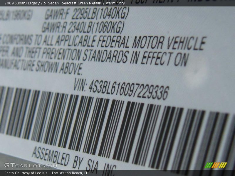 Seacrest Green Metallic / Warm Ivory 2009 Subaru Legacy 2.5i Sedan