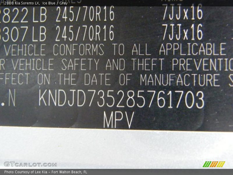 Ice Blue / Gray 2008 Kia Sorento LX