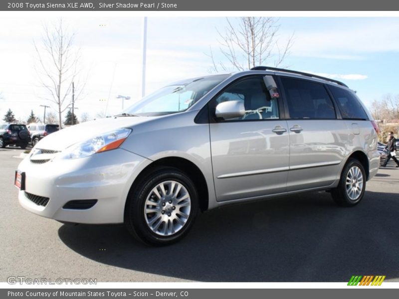 Silver Shadow Pearl / Stone 2008 Toyota Sienna XLE AWD