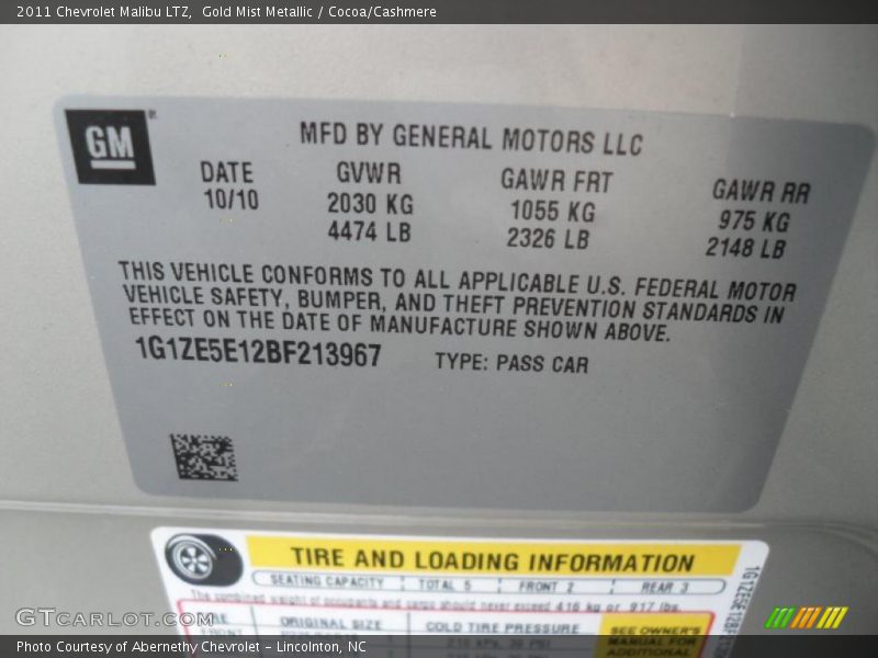 Gold Mist Metallic / Cocoa/Cashmere 2011 Chevrolet Malibu LTZ