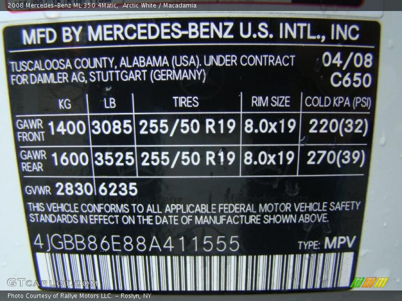 Arctic White / Macadamia 2008 Mercedes-Benz ML 350 4Matic