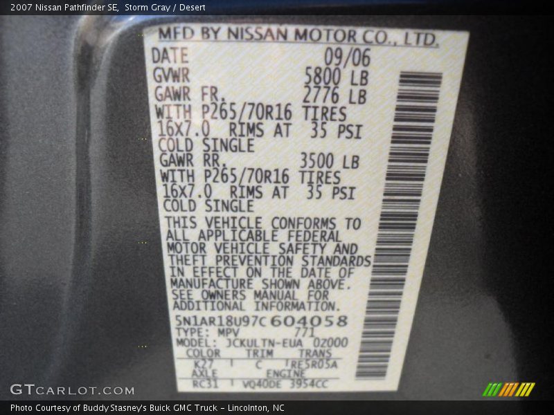 Storm Gray / Desert 2007 Nissan Pathfinder SE