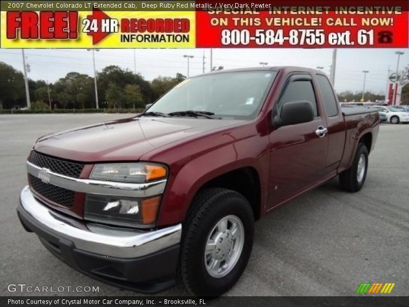 Deep Ruby Red Metallic / Very Dark Pewter 2007 Chevrolet Colorado LT Extended Cab
