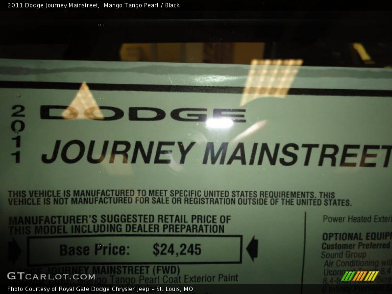  2011 Journey Mainstreet Window Sticker