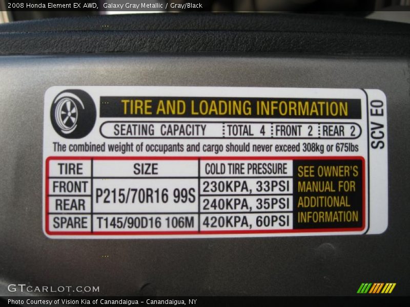Galaxy Gray Metallic / Gray/Black 2008 Honda Element EX AWD