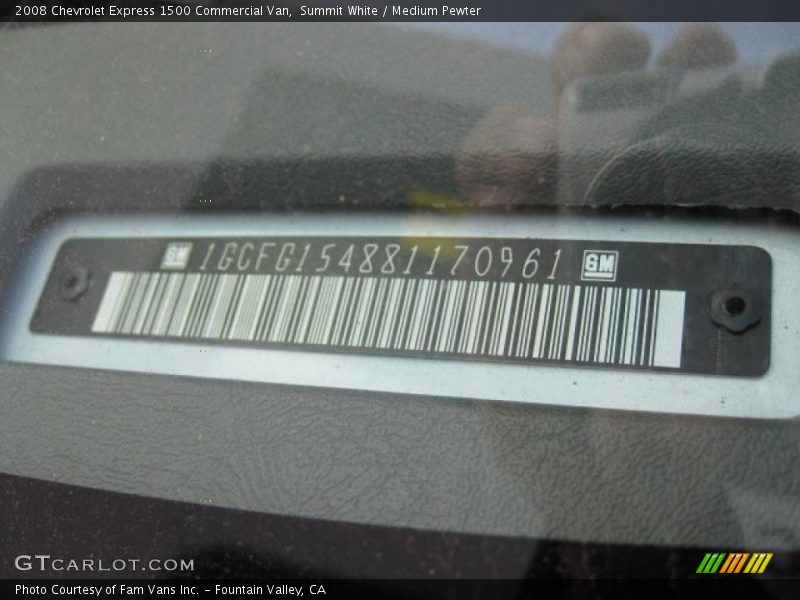 Summit White / Medium Pewter 2008 Chevrolet Express 1500 Commercial Van