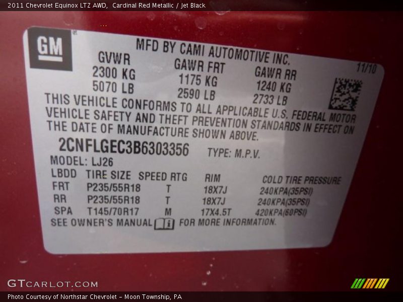 Cardinal Red Metallic / Jet Black 2011 Chevrolet Equinox LTZ AWD