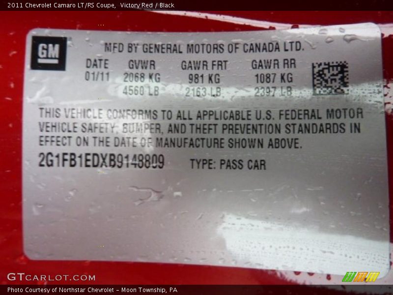 Victory Red / Black 2011 Chevrolet Camaro LT/RS Coupe