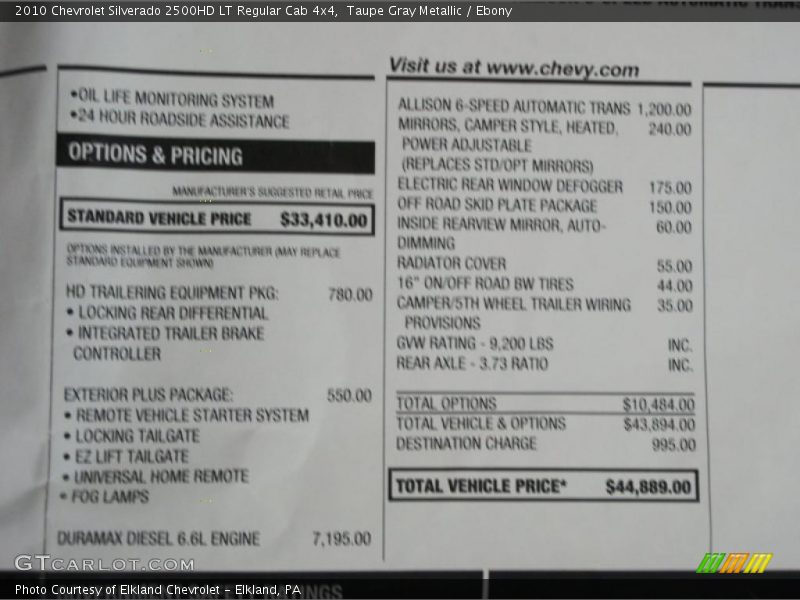 Taupe Gray Metallic / Ebony 2010 Chevrolet Silverado 2500HD LT Regular Cab 4x4